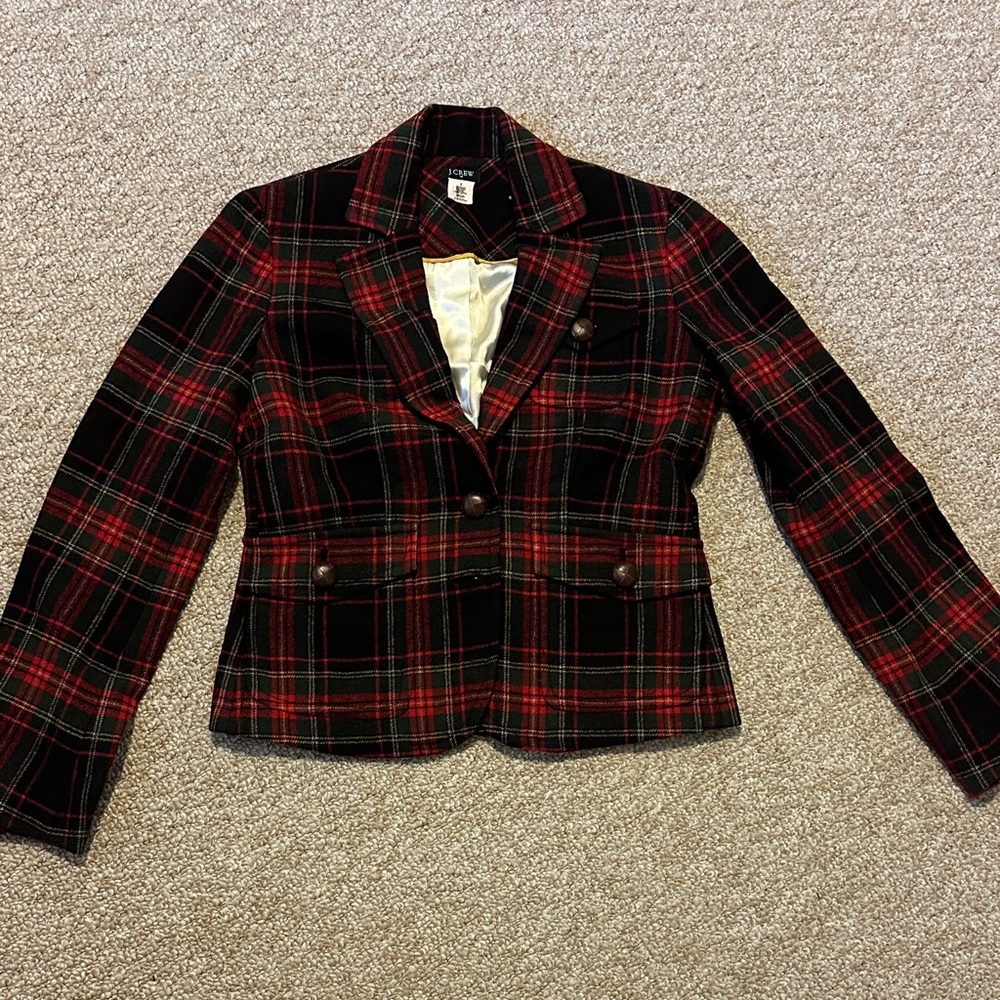 J. Crew Black and Red Plaid Blazer